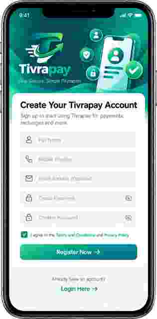 Tivrapay Register screen preview